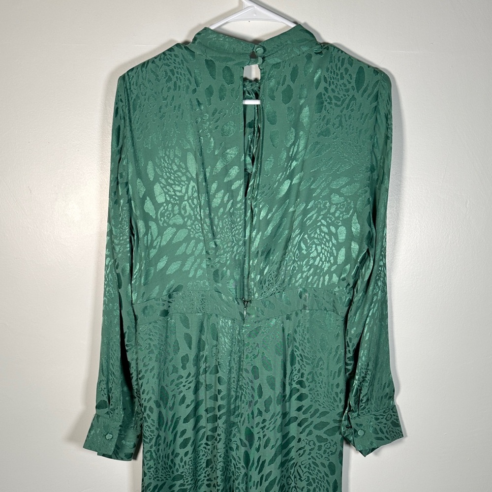 Topshop Emerald Green Statement Wide-Leg Jumpsuit – Tie Neck – Size 6 - Picture 10 of 15
